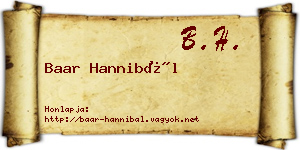 Baar Hannibál névjegykártya